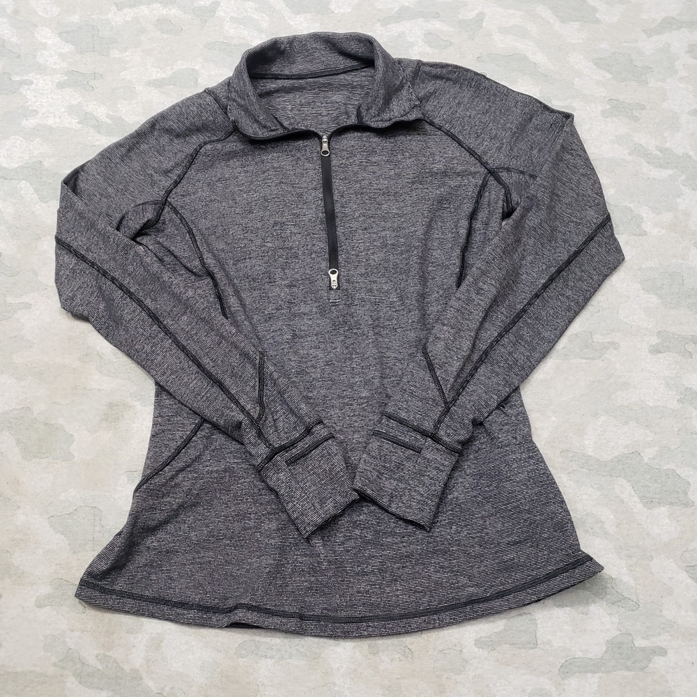 Lululemon Top Womens 12 Gray Quarter Zip Long Sleeve Gym Fitness Yoga Athletic